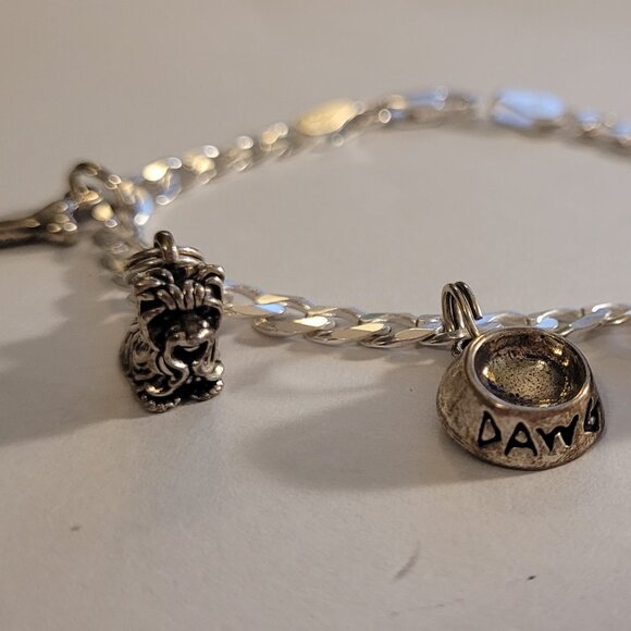 Sterling Silver Charm Bracelet Dog Theme 5 Charms - Picture 14 of 15